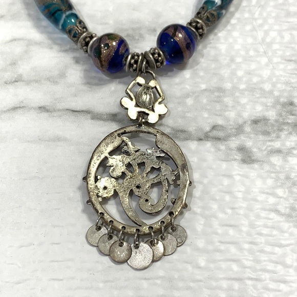 BOHO Necklace Pendant Metal Stone Intricate - Picture 5 of 13